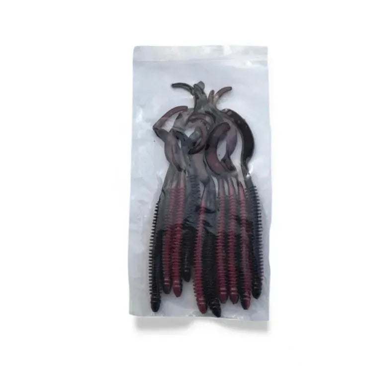 6in Black / Berry Ribbed Curly Tail