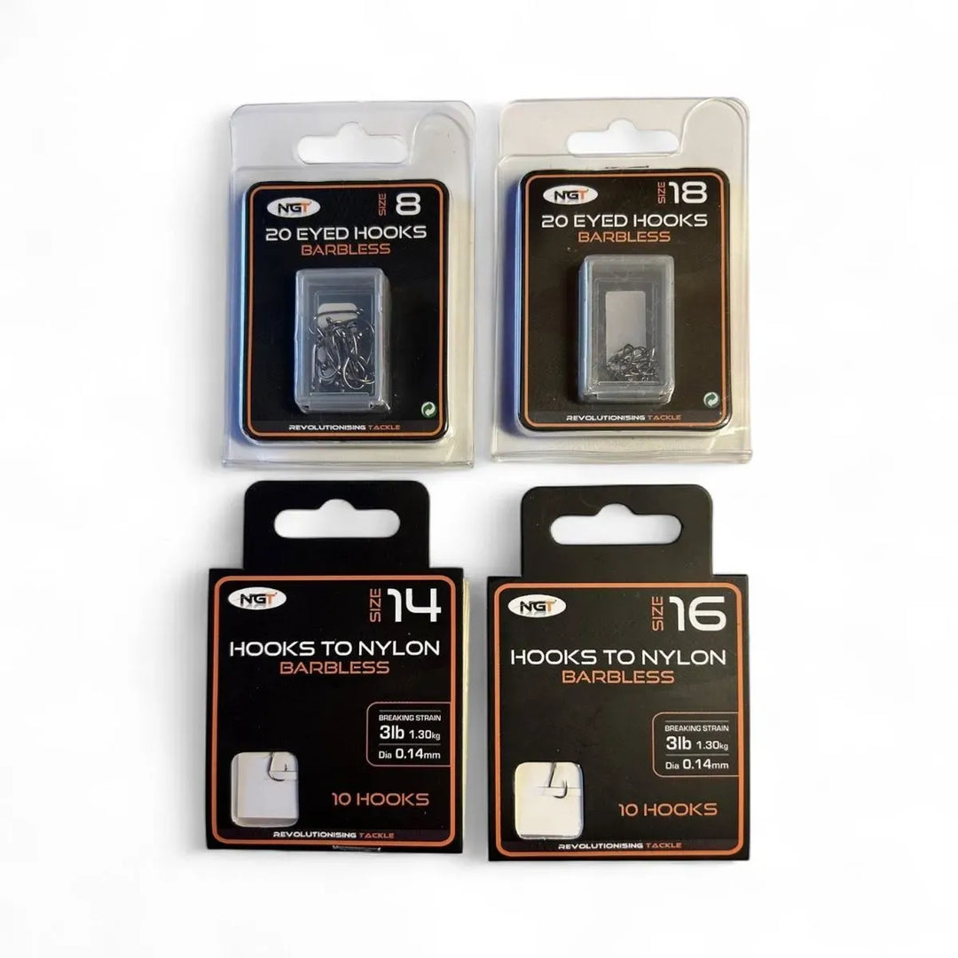 NGT hooks 8,18 eyed 14,16 hook to nylon